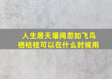 人生居天壤间忽如飞鸟栖枯枝可以在什么时候用