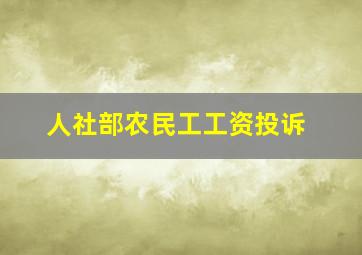 人社部农民工工资投诉