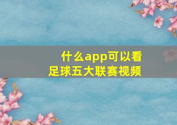 什么app可以看足球五大联赛视频