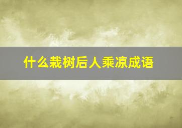 什么栽树后人乘凉成语