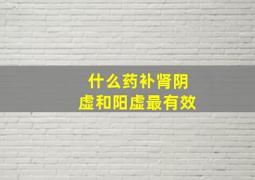 什么药补肾阴虚和阳虚最有效