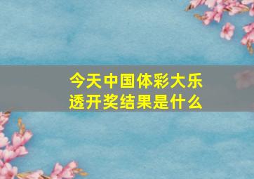 今天中国体彩大乐透开奖结果是什么