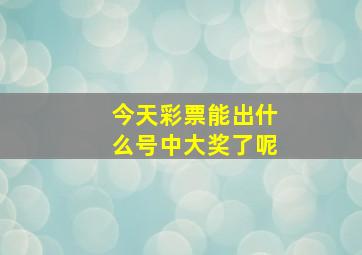 今天彩票能出什么号中大奖了呢