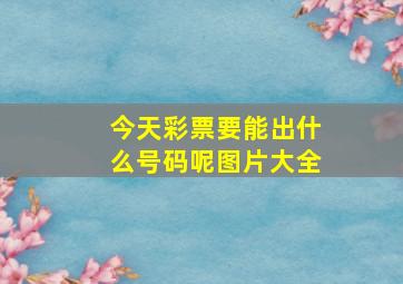 今天彩票要能出什么号码呢图片大全