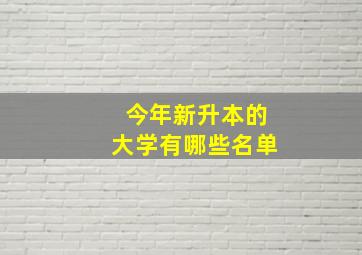 今年新升本的大学有哪些名单