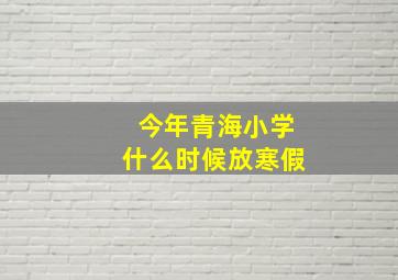 今年青海小学什么时候放寒假