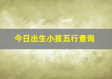 今日出生小孩五行查询