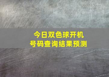 今日双色球开机号码查询结果预测