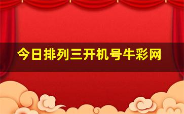 今日排列三开机号牛彩网