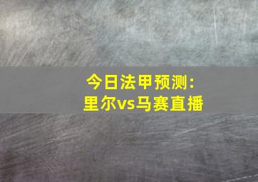 今日法甲预测:里尔vs马赛直播