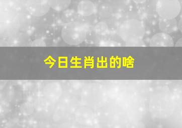 今日生肖出的啥