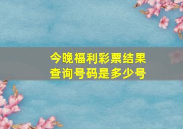 今晚福利彩票结果查询号码是多少号