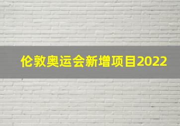 伦敦奥运会新增项目2022