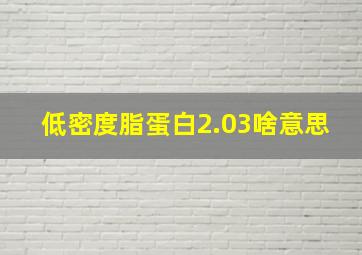 低密度脂蛋白2.03啥意思