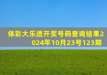 体彩大乐透开奖号码查询结果2024年10月23号123期