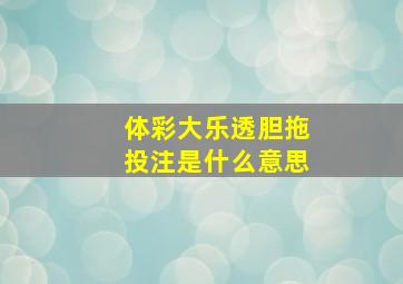 体彩大乐透胆拖投注是什么意思