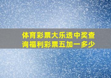 体育彩票大乐透中奖查询福利彩票五加一多少