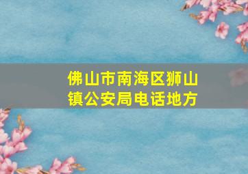 佛山市南海区狮山镇公安局电话地方