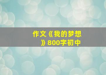 作文《我的梦想》800字初中