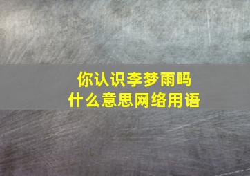 你认识李梦雨吗什么意思网络用语