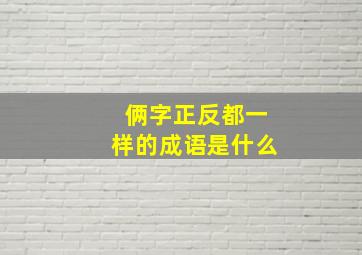 俩字正反都一样的成语是什么