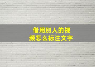 借用别人的视频怎么标注文字