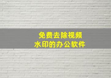 免费去除视频水印的办公软件