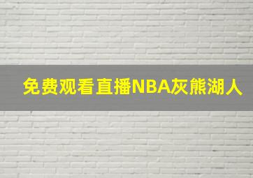 免费观看直播NBA灰熊湖人