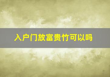 入户门放富贵竹可以吗