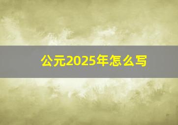 公元2025年怎么写