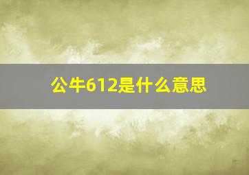 公牛612是什么意思