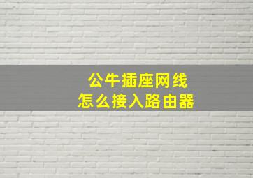 公牛插座网线怎么接入路由器