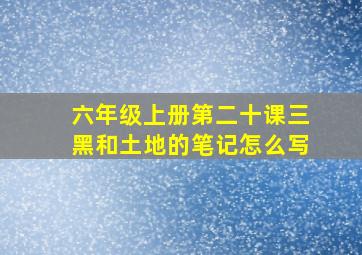 六年级上册第二十课三黑和土地的笔记怎么写