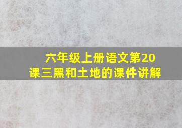 六年级上册语文第20课三黑和土地的课件讲解