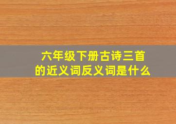 六年级下册古诗三首的近义词反义词是什么