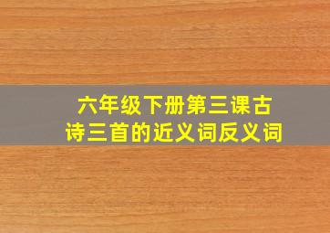 六年级下册第三课古诗三首的近义词反义词