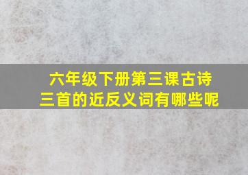 六年级下册第三课古诗三首的近反义词有哪些呢