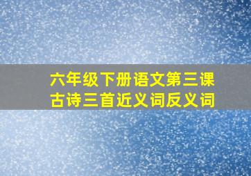 六年级下册语文第三课古诗三首近义词反义词