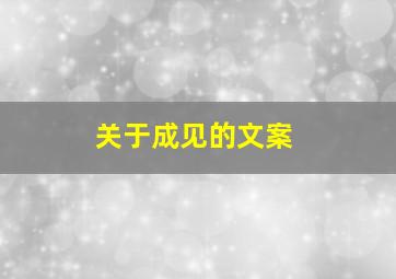 关于成见的文案