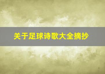 关于足球诗歌大全摘抄