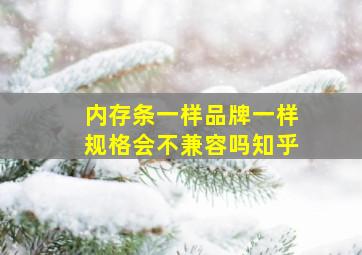 内存条一样品牌一样规格会不兼容吗知乎