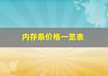 内存条价格一览表