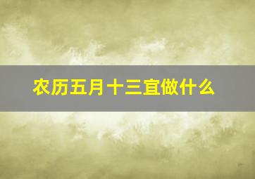 农历五月十三宜做什么