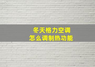 冬天格力空调怎么调制热功能