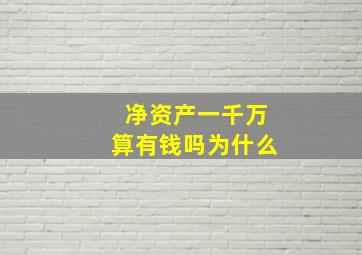 净资产一千万算有钱吗为什么