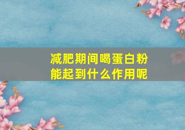 减肥期间喝蛋白粉能起到什么作用呢