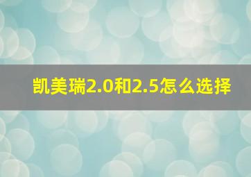 凯美瑞2.0和2.5怎么选择