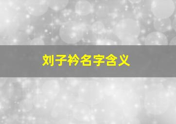 刘子衿名字含义