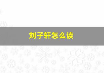 刘子轩怎么读