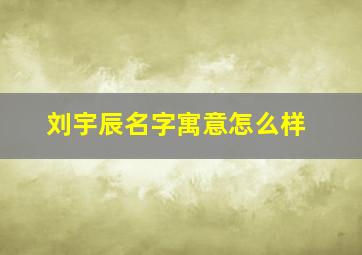 刘宇辰名字寓意怎么样